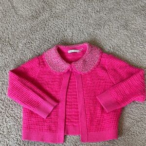 Alice + Olivia Pink Cardigan with beaded Collar